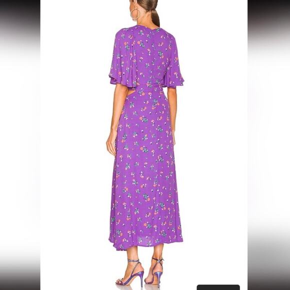 AFRM Revolve Renzo Maxi Dress Cut Out Floral Purple size Small - Picture 10 of 11